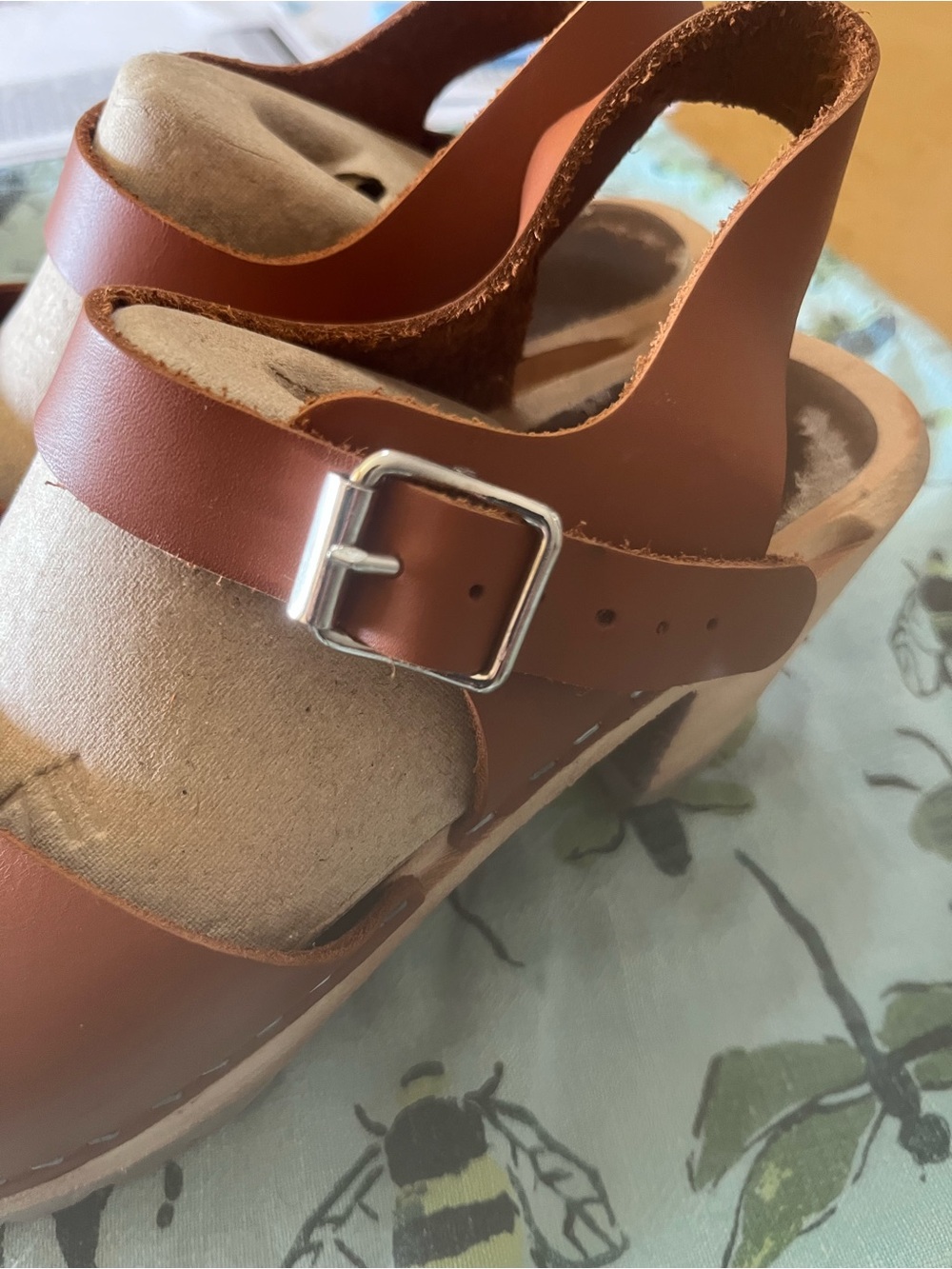 MIA Made In Europe ABBA Mary Jane Tan Leather Mary Jane Clog with Buckle Strap - Picture 9 of 11